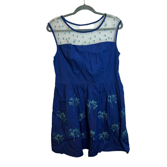 Eshakti Cotton Floral Embroidered Blouson Dress - Picture 1 of 5